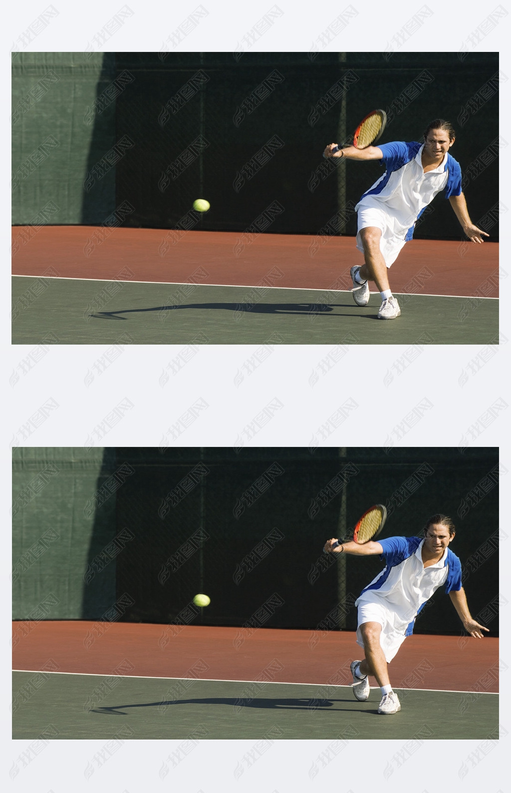 网球运动员击球反手击球