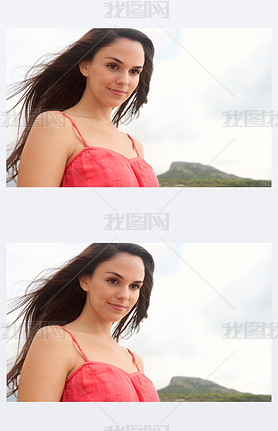 portrait of a young woman relaxing on a beach