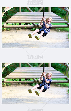 Happy boy hing fun at playground