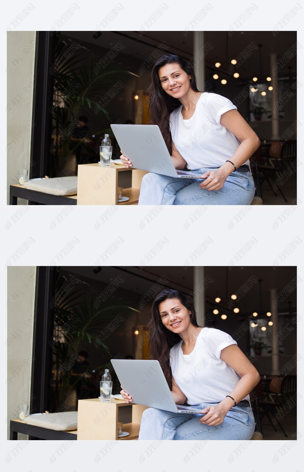 Hipster girl working on her net-book