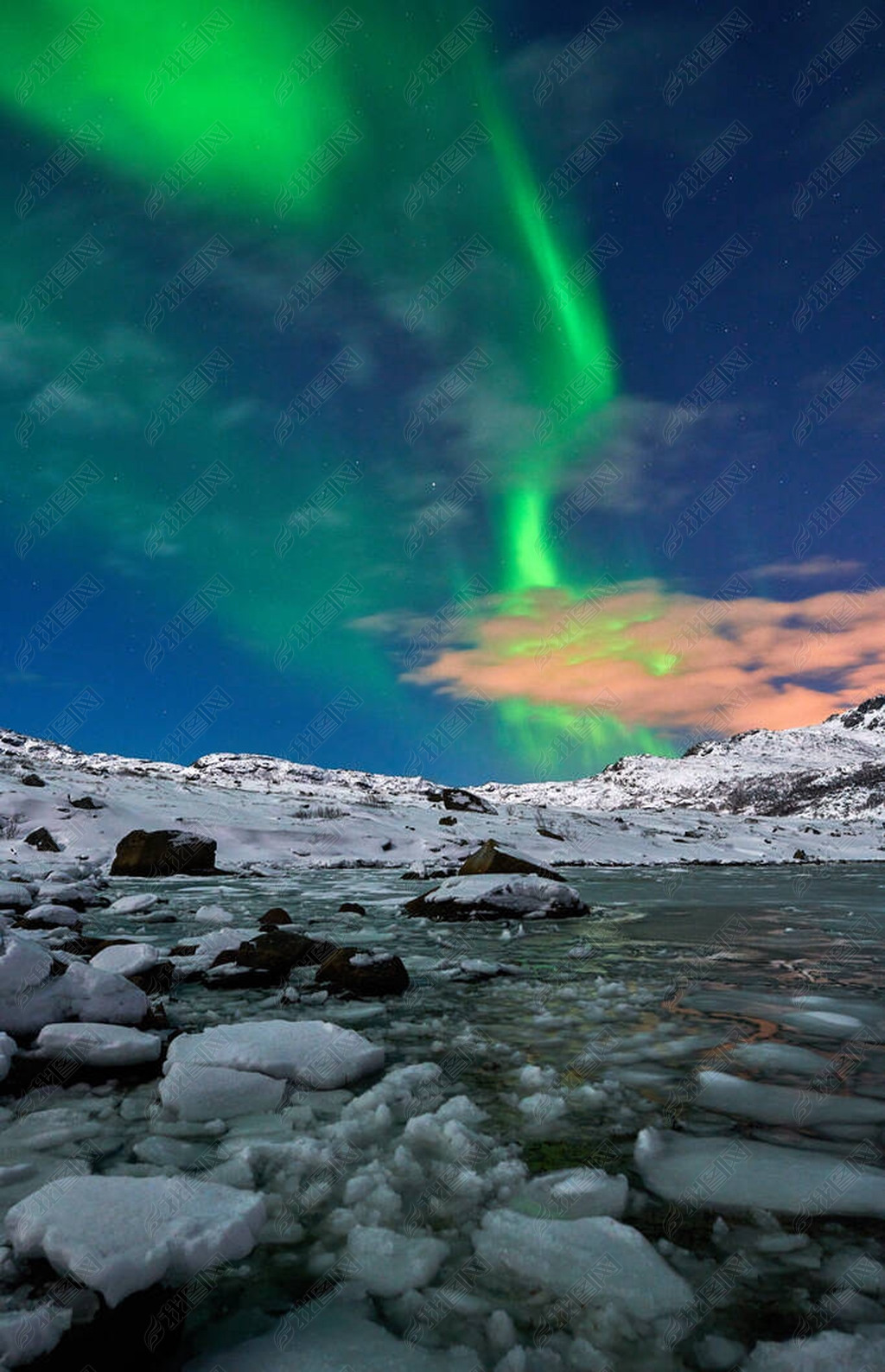 Aurora borealis over Norway lofotens