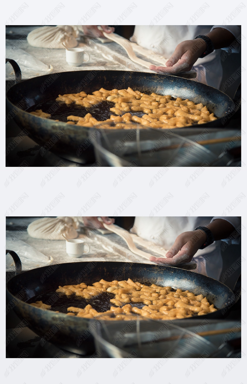 photo set of process deep fried dough stick  ' patongko ' 