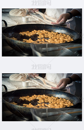 photo set of process deep fried dough stick  ' patongko ' 