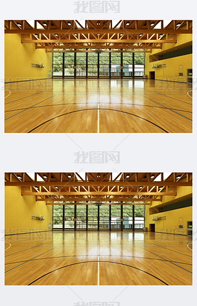 Public school, interior wide gym