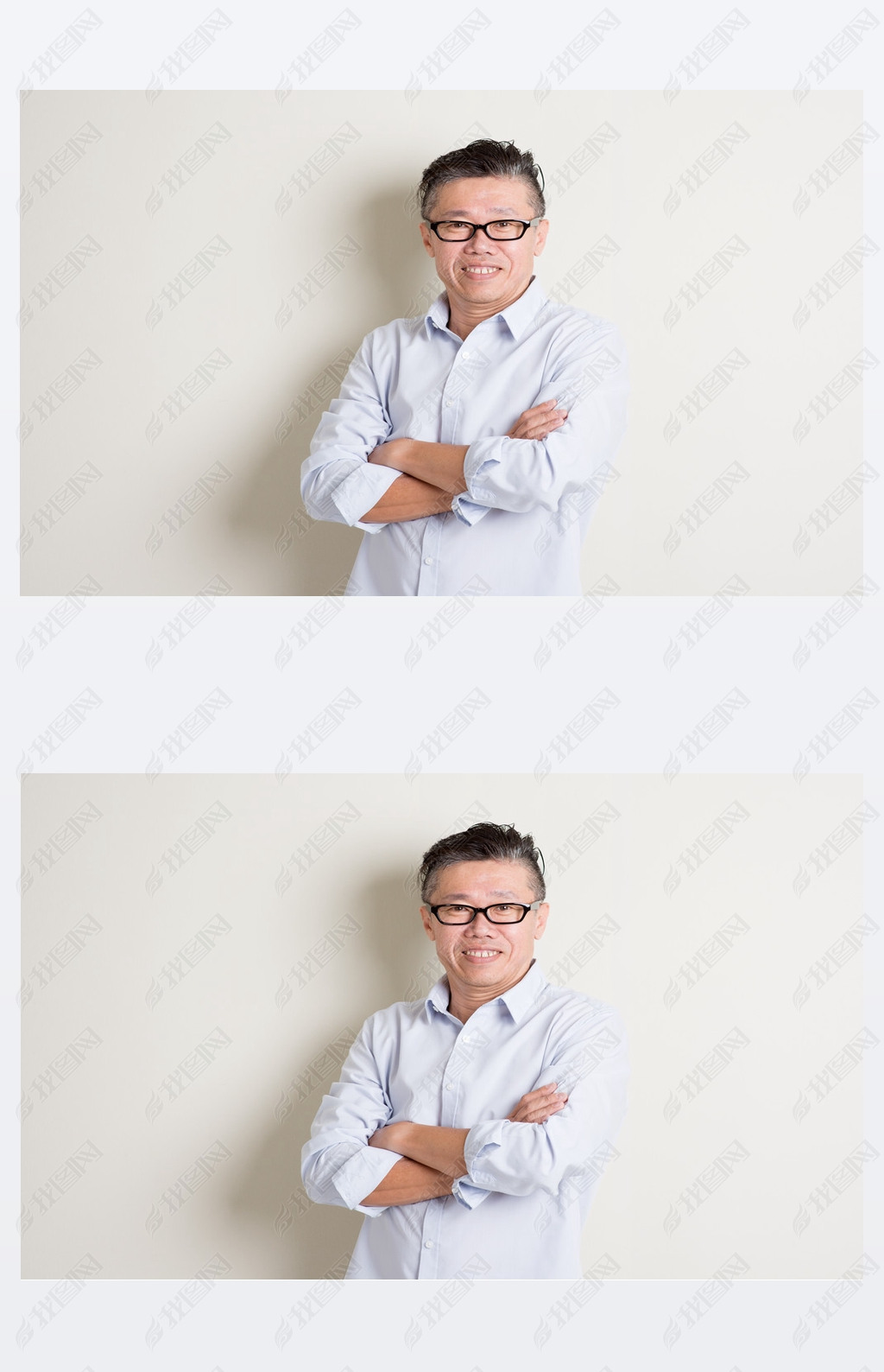 Portrait of mature Asian male arms crossed