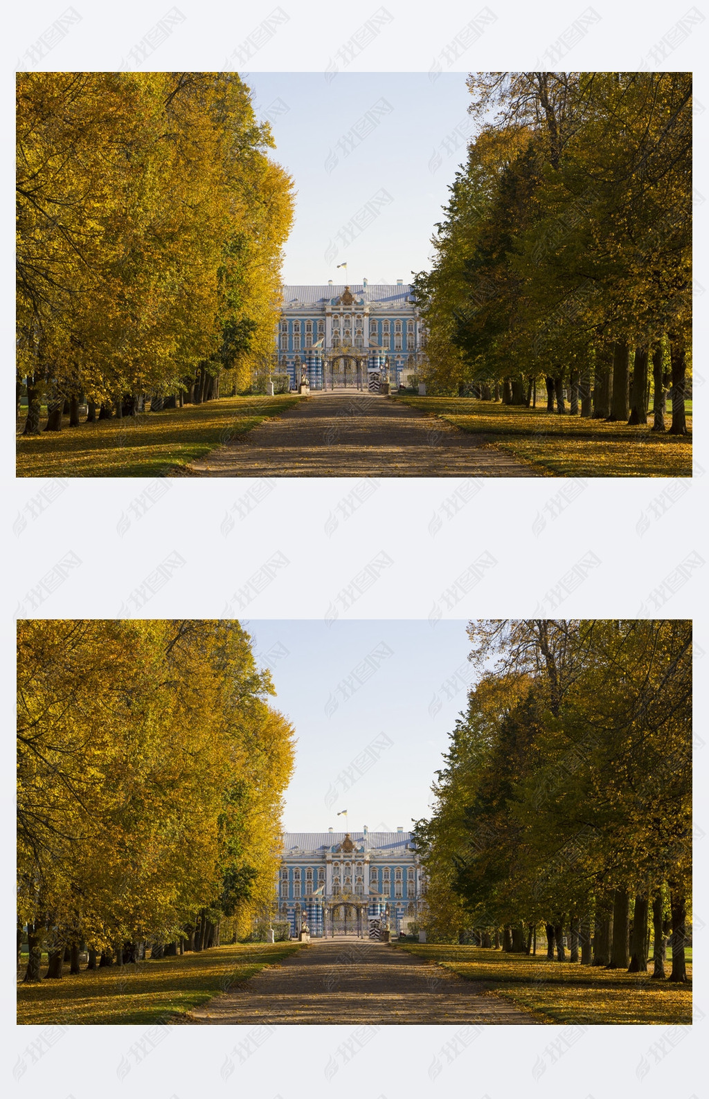 The view from the park to the Ekaterina's Palace in Saint-Petersburg