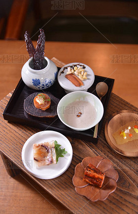 High angle shot of the delicious traditional Korean food in Seoul