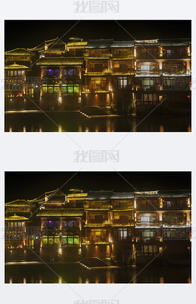 Night scene at Fenghuang ancient city.