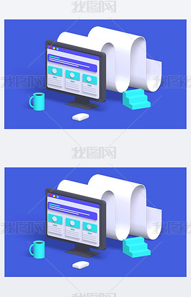 3d render modern computer monitor with tape icon for online.