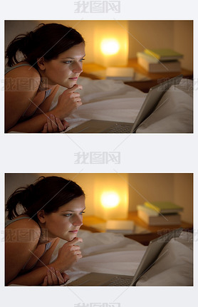 sovrum kv?ll - kvinna med laptop