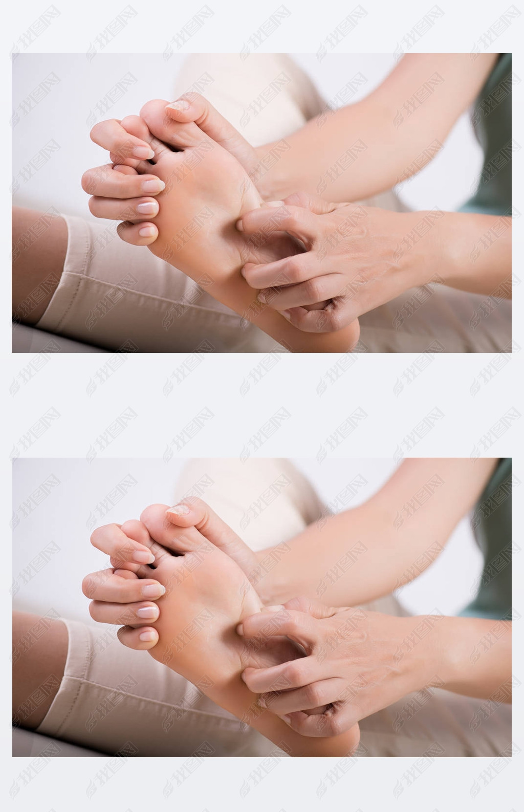 原创闭上女人的脚在家里用手抓痒.医疗保健理念.