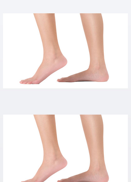 原创女性脚的侧面在步行姿势被隔绝在白色背景上版权可商用