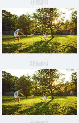 Fathers day. Father plays with his daughter in the summer park.