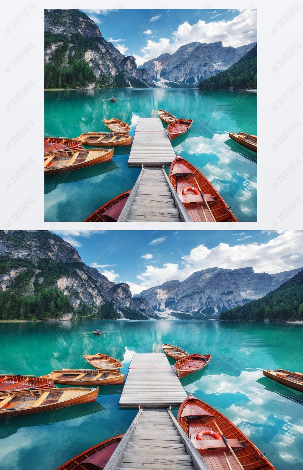 Lago di Braers Lake, Dolomite Alps, Italy.ϵĴҰ˹ɽķ羰Pragser Wildsee -ͼ