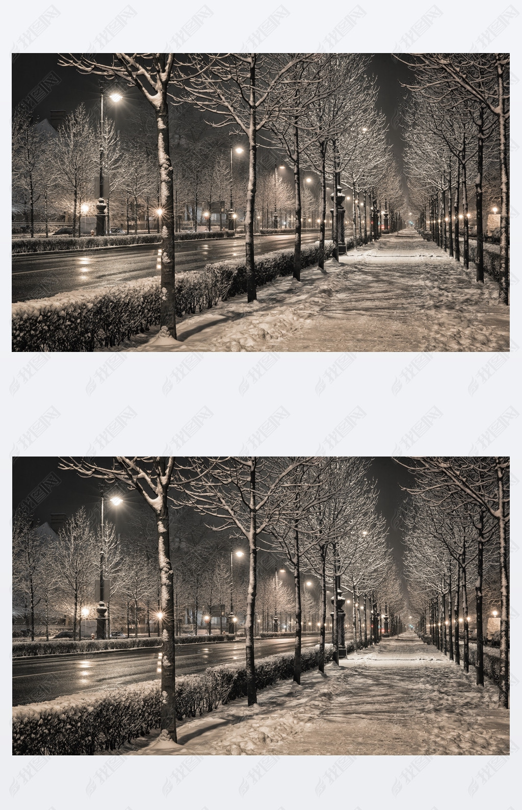 Budapest Andrsy road in the winter night