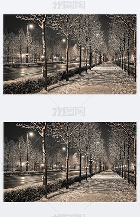 Budapest Andrsy road in the winter night