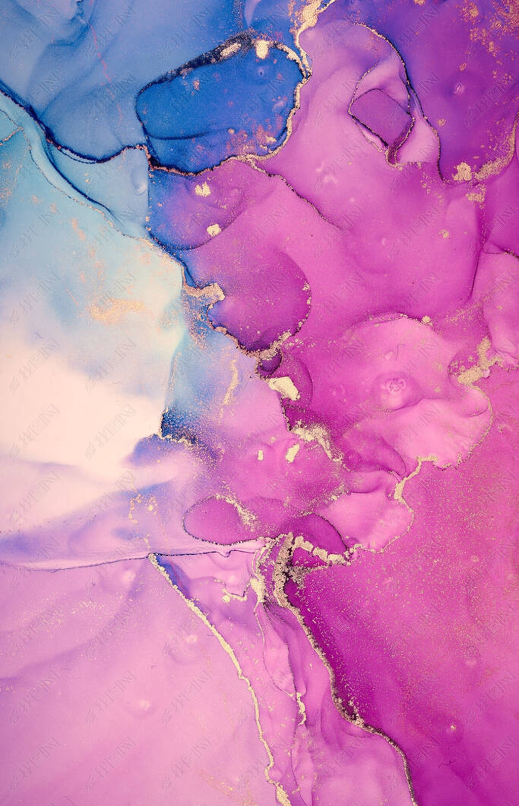 酒精油墨的颜色半透明摘要彩色大理石纹理背景设计包装纸墙纸混合