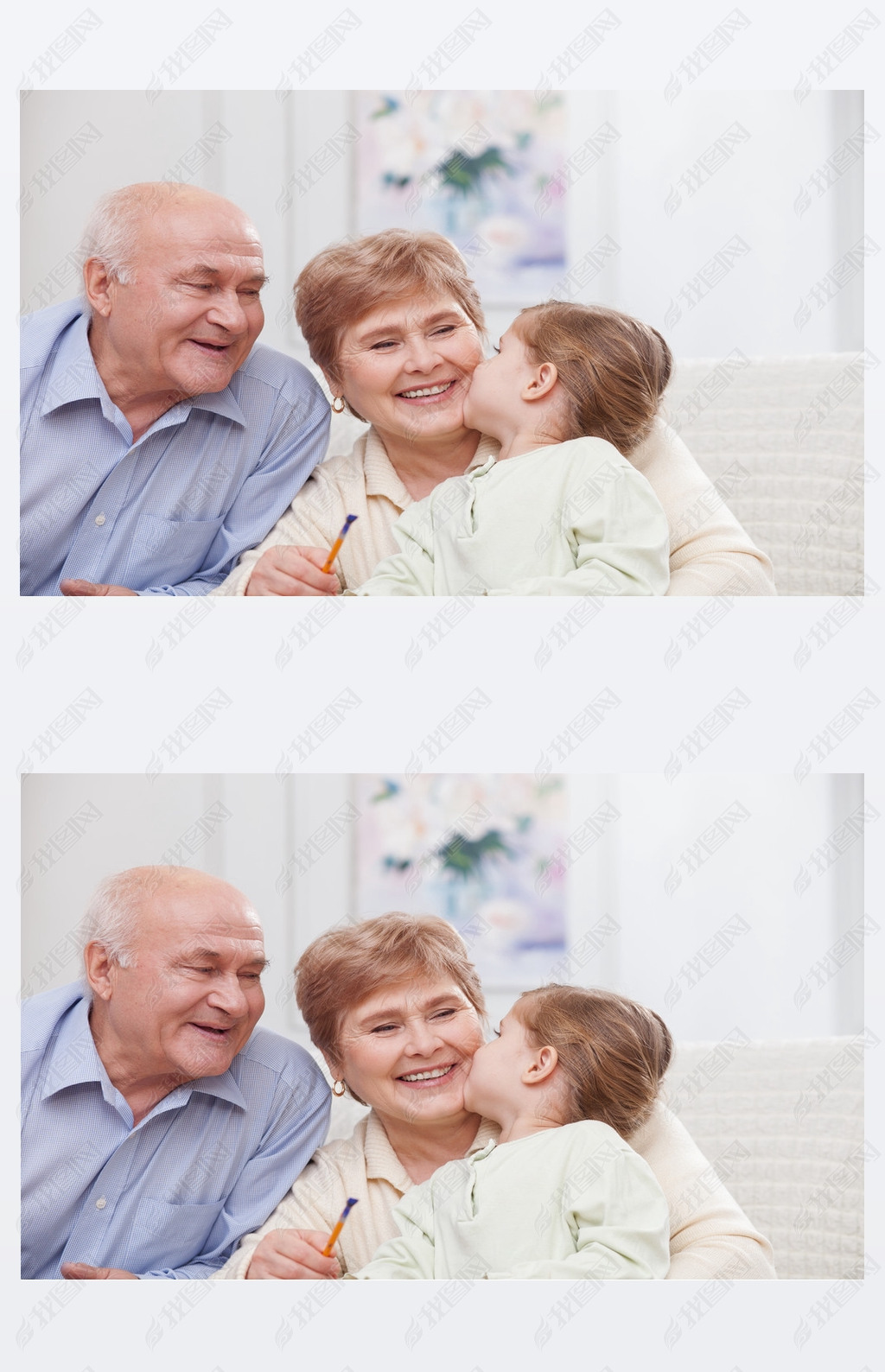 Pretty grandparents are taking care of child