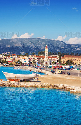 Zakynthos town in the morning, as seen from the port