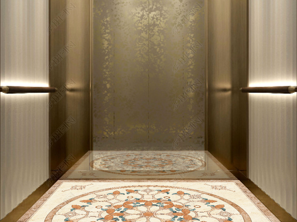高端现代欧式创意大理石拼花图案别墅电梯地毯
