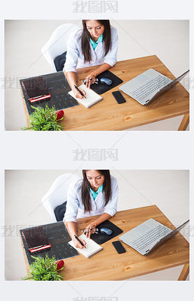 Hospital. Doctor working in office medical workspace.