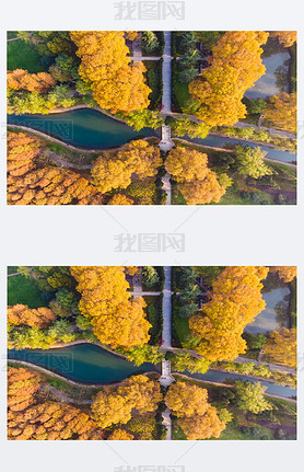 Aerial photography scenery of jiefang Park, Wuhan, Hubei in late autumn