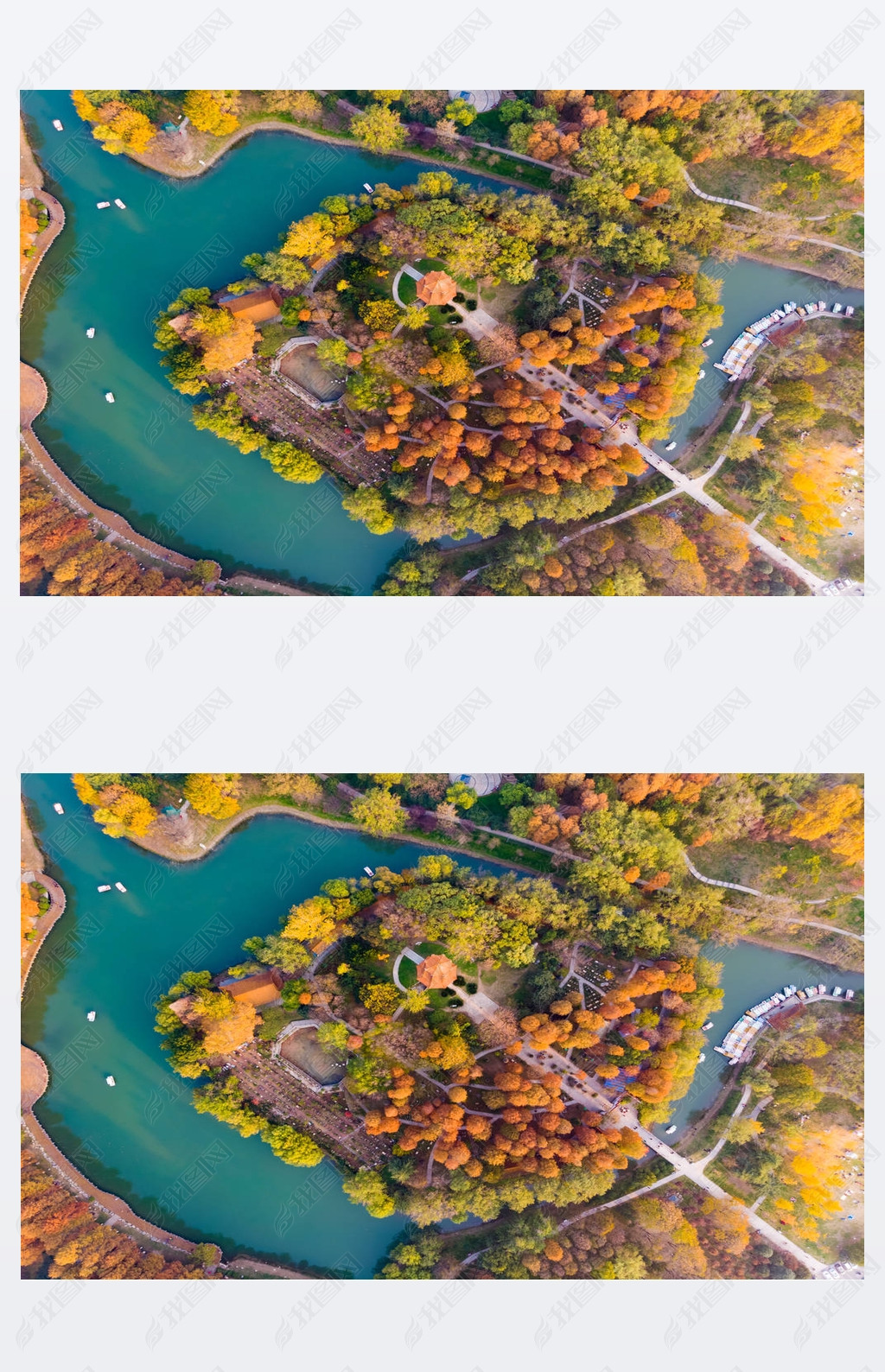 Aerial photography scenery of jiefang Park, Wuhan, Hubei in late autumn