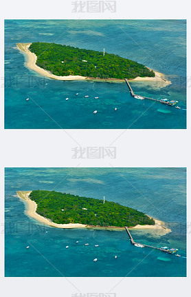 Aerial view of Green Island reef at the Great Barrier Reef Queen