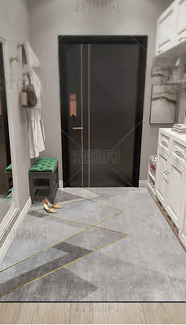 北欧现代简约轻奢几何抽象入门地毯进门地垫客厅