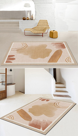 现代轻奢侘寂风棕色抽象客厅地毯床边毯茶几地垫