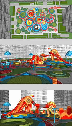 精选网红住宅小区儿童活动空间SU模型儿童公园