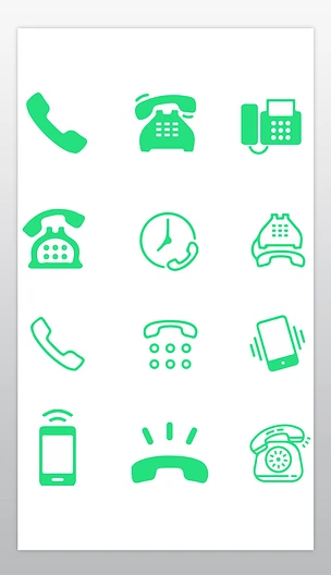 AI矢量免扣绿色扁平化简约电话手机图标