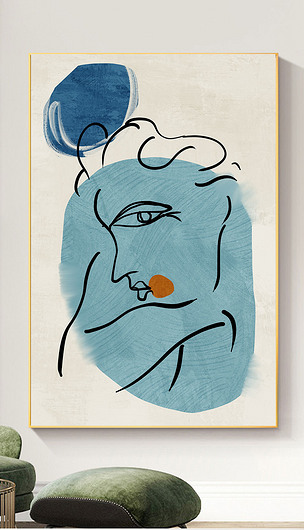 轻奢抽象肌理人物线条艺术玄关客厅装饰画