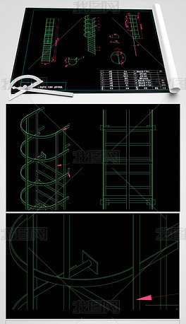 房屋建筑用直爬梯钢爬梯CAD图