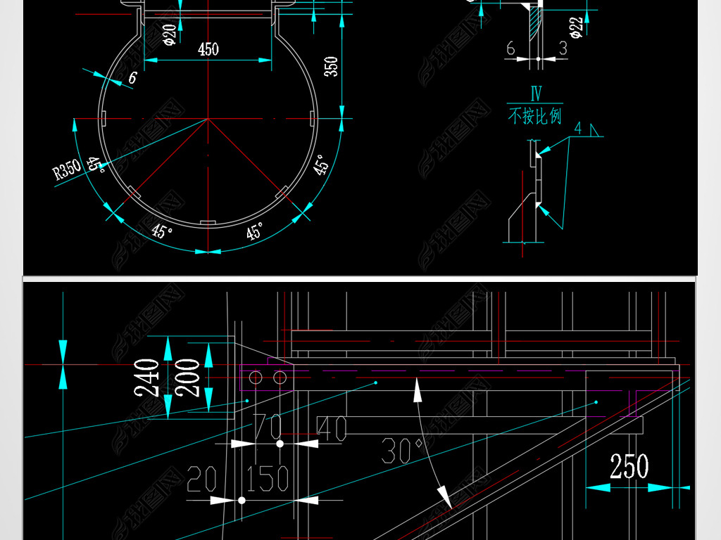 房屋建筑钢爬梯梯子直梯结构节点构造CAD图