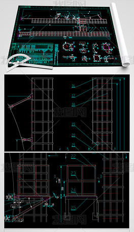 房屋建筑钢爬梯梯子直梯结构节点构造CAD图