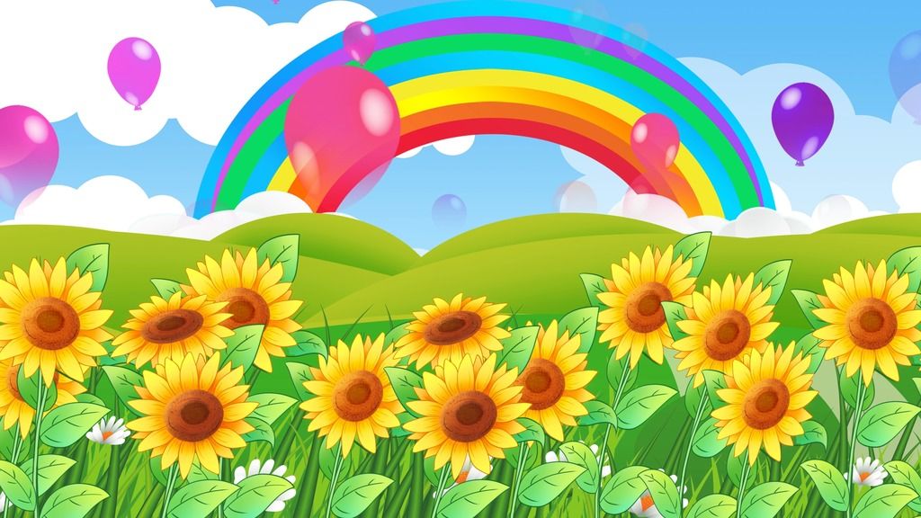 4k彩虹向日葵气球花海卡通视频素材