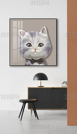 卡通动物漫画宠物猫咪可爱儿童房卧室客厅装饰画