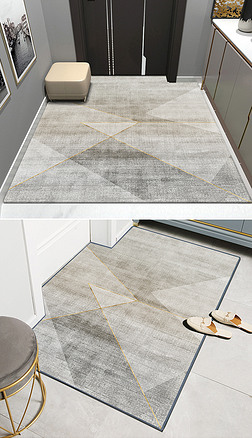 现代简约北欧轻奢几何抽象入户地毯进门地垫图案