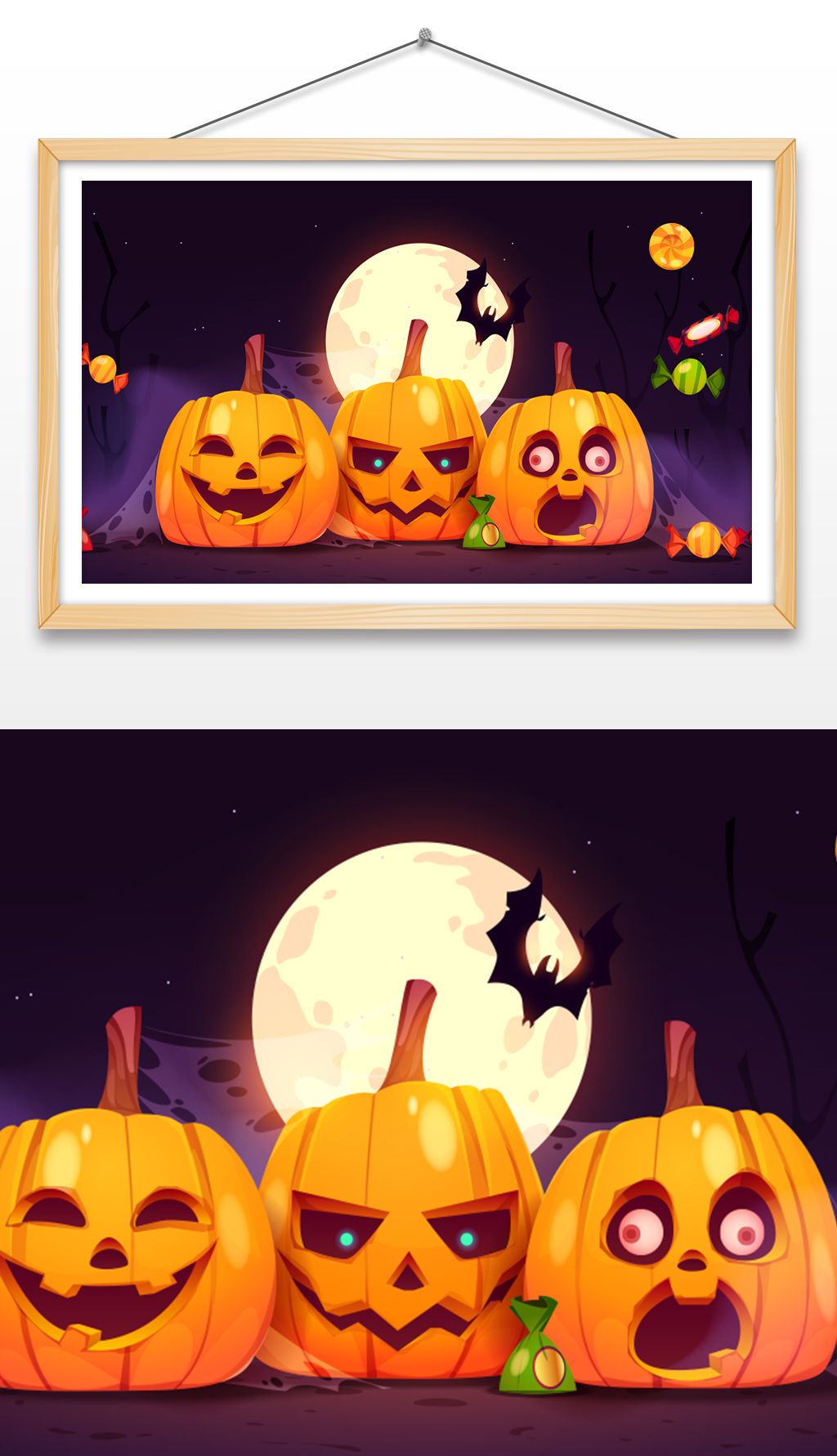 万圣节南瓜月亮免抠元素插画背景ai