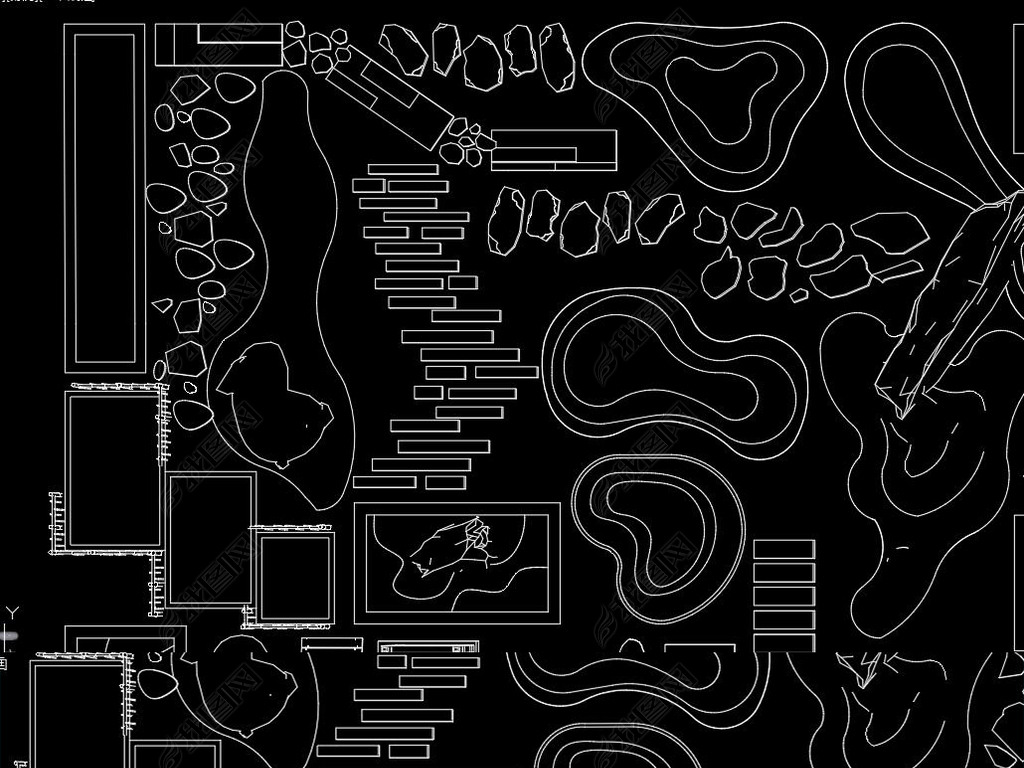 原创庭院步道微地形景观cad版权可商用