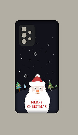 蓝色背景圣诞节圣诞老人卡通图案手机壳