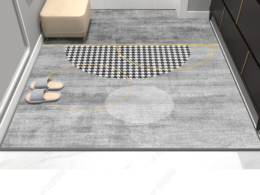 北欧简约现代轻奢几何抽象创意进门地毯入户地垫