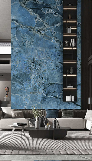 宝石蓝复式背景墙