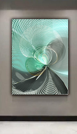 美丽の幻境抽象翡翠黑金银色旋涡曲线装饰画