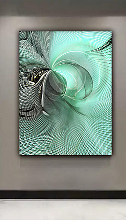 梦幻の国度抽象碧绿金银翡翠曲线竖版装饰画