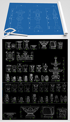 雕塑小品图纸_景观雕塑cad设计图_雕塑小品平面图下载-我图网