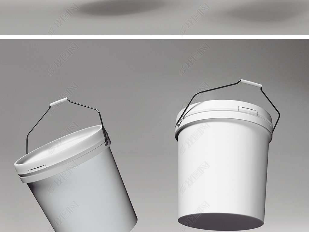 手提式圆形塑料涂料桶包装样机
