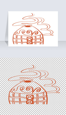 手绘线条蒙古包免抠png