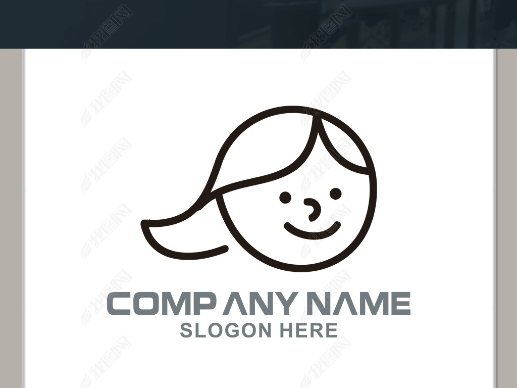 原创小女孩线条logo版权可商用